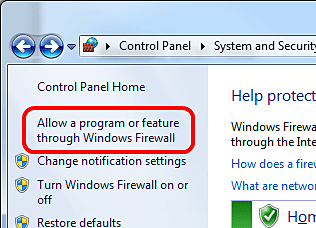 Windows 7 Firewall Configuration